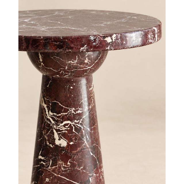 Rosso Levanto Marble Round Pedestal Table – Luxury Italian Red Marble For Sale In New York - Image 6 of 8