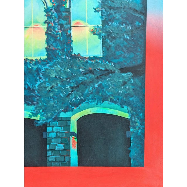 Textile Nathan Sing "Walk By the River" Red and Blue Contemporary Abstract Landscape Painting, 2023 For Sale - Image 7 of 10