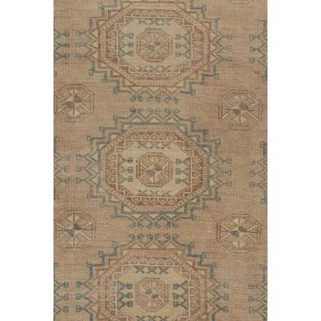 Traditional Vintage Ersari Rug in Beige-Brown and Blue With Geometric Patterns by Rug & Kilim For Sale - Image 3 of 7