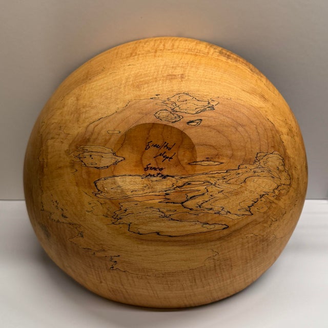 Handcrafted One-Of-A-Kind Spalted Maple Serving Bowl by Spencer Peterman, Signed For Sale In New York - Image 6 of 9