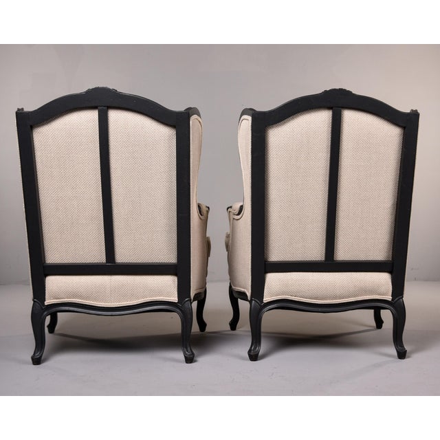Vintage Louis XV-Style Carved Wingback Chairs With New Upholstery - Pair For Sale In Detroit - Image 6 of 11