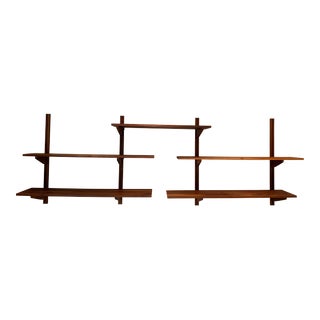 1970s Vintage Modular Wall Shelf in Solid Walnut For Sale