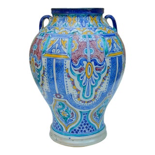 Andalusian Ceramic Vase W/ Handles For Sale