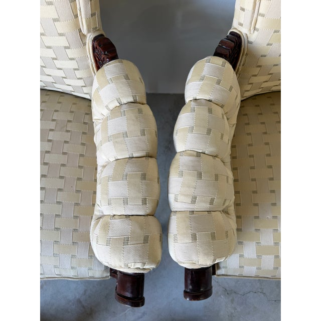 Vintage Regency Revival Carved Wood Armchairs – A Pair For Sale - Image 9 of 17