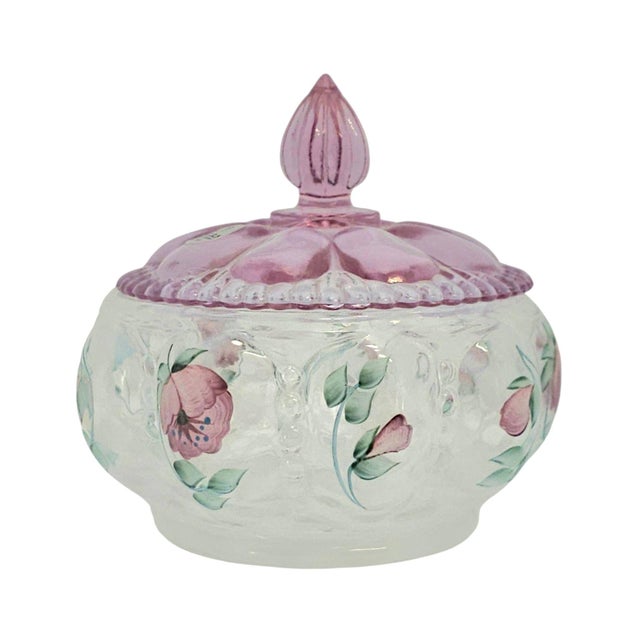 1999 Fenton Trellis DX No. 5585 Melon Box Hand Painted by Karen L. Easton For Sale In San Francisco - Image 6 of 11