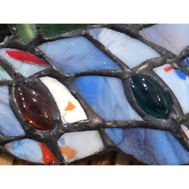 Vintage 1990s Artisan Stained Glass Floral Lampshade by Anne Thomason For Sale - Image 4 of 8