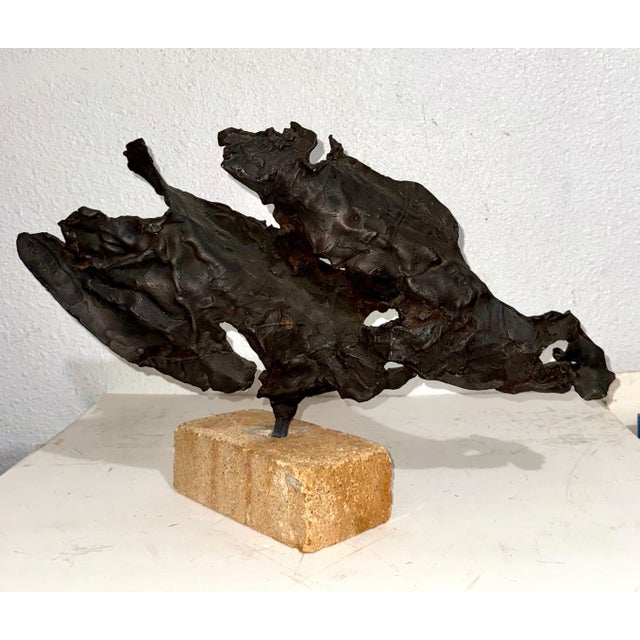 Zvi Aldouby, Brutalist Israeli Bronze Abstract Sculpture Wave Form Zvi Aldouby, c.1950's -1960's For Sale - Image 18 of 18