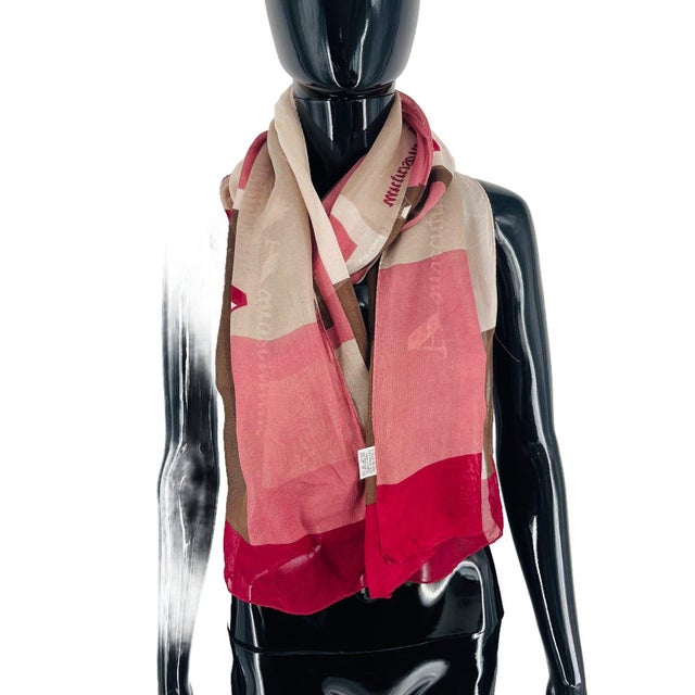 Aquascutum Red Printed 100% Silk Scarf | Chairish