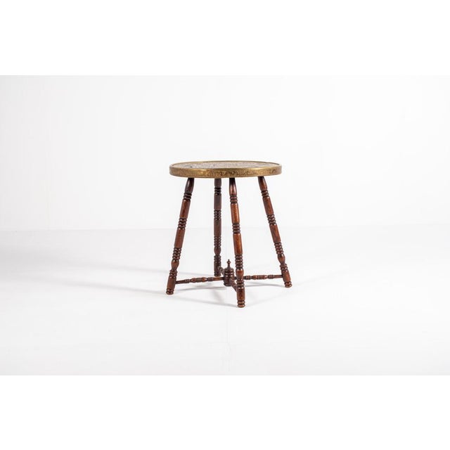 Antique Brass Tray Table with Turned Wood Legs, 1890s For Sale - Image 15 of 15