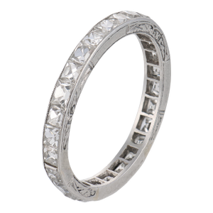 1910s Edwardian 2.25 Carat Antique French Cut Diamond Platinum Eternity Band, Size 7