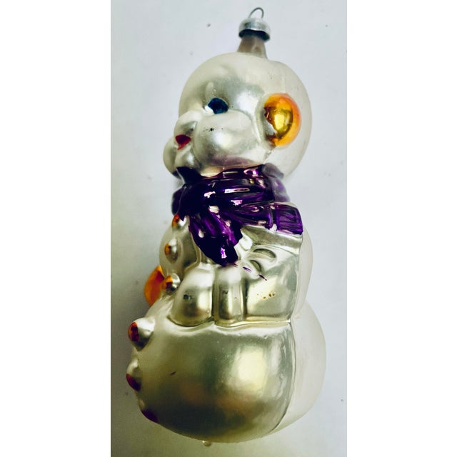West Germany Handblown Mercury Glass Snowman Christmas Tree Ornament Purple For Sale - Image 4 of 8