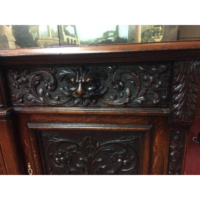 Monumental Antique Oak Buffet, Victorian Carved Sideboard For Sale - Image 12 of 12