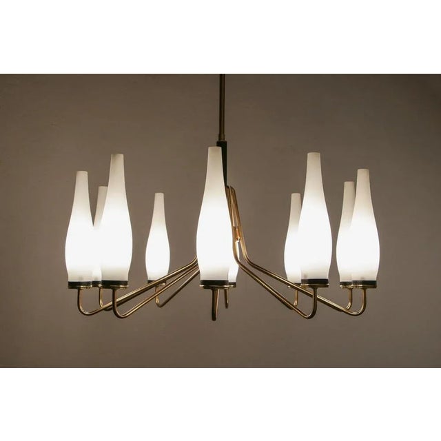 1950s Italian Mid-Century Modern Ten Light Chandelier Attributed to Stilnovo, 1950s For Sale - Image 5 of 18