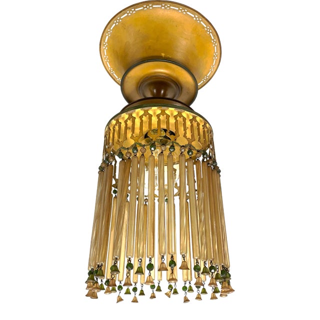 Early 20th Century Moroccan Hand Painted Chandelier With Glass Tassels For Sale