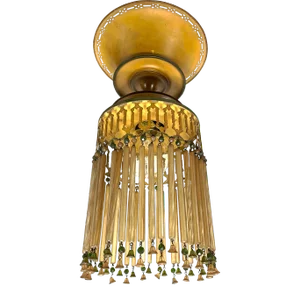 Early 20th Century Moroccan Hand Painted Chandelier With Glass Tassels