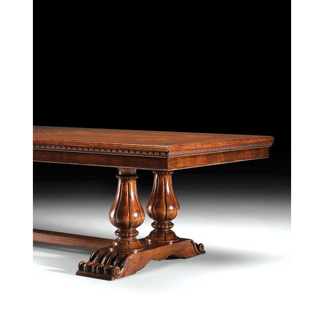 Rustic Italian Walnut Extension Trestle Dining Table For Sale - Image 3 of 3