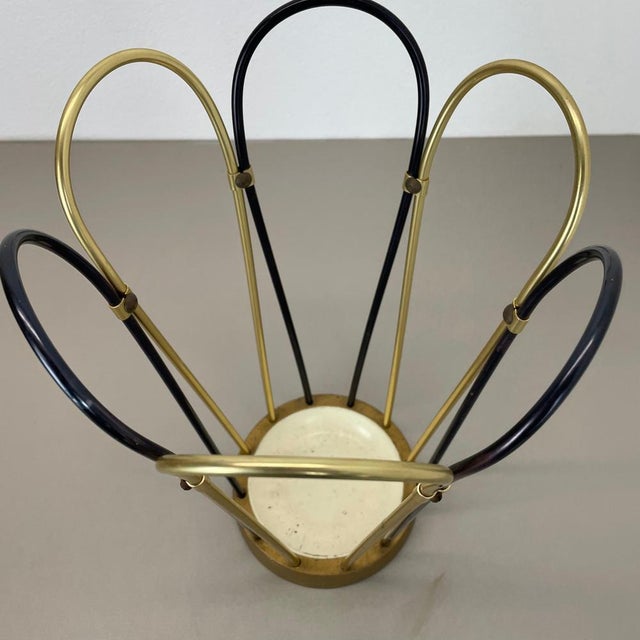 Mid-Century Modernist Bauhaus Metal Brass Umbrella Stand, Germany, 1950s For Sale - Image 4 of 16