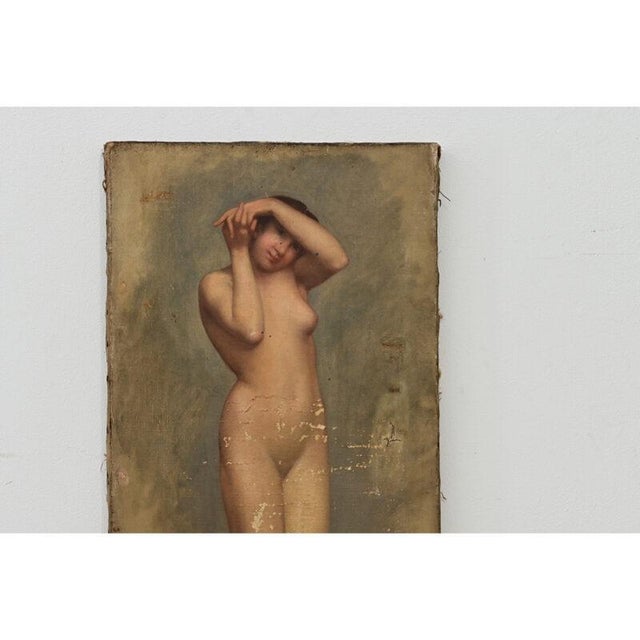 French French 19th Century Nude Oil Painting on Canvas For Sale - Image 3 of 10