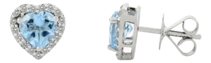 Heart Cut Topaz Solitaire Stud Earrings for Mother- A Pair