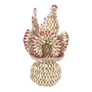 Vintage Ruffled Cowrie Puka Sea Shell Vase | Trompe L’oeil For Sale