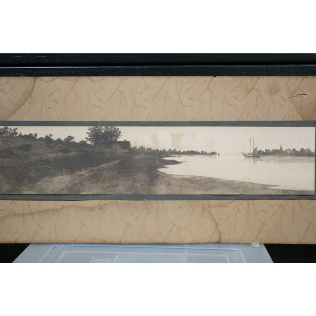 Antique John Octavius Anderson Panoramic Sailboat Village Seascape Etching 20" For Sale - Image 4 of 9