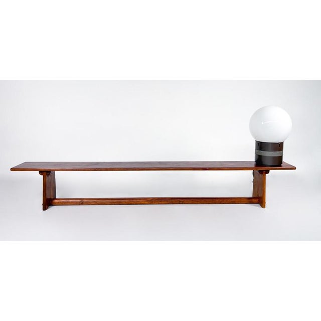 Large Mid-Century Modern Wooden Bench, Italy, 1960s For Sale - Image 3 of 8