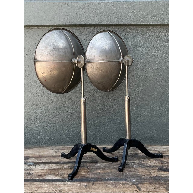 Mid-Century Modern Vintage Ventral Scientific Company Machine Age Labratory Industrial Reflectors - A Pair For Sale - Image 3 of 12