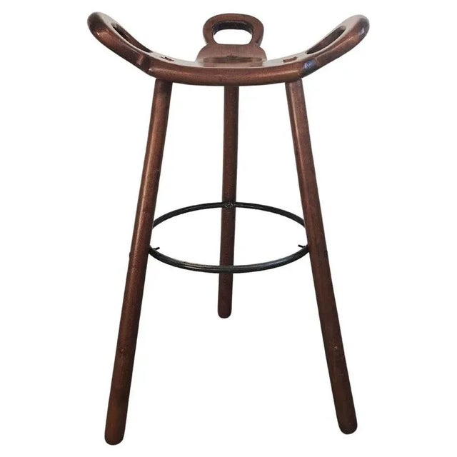 Brutalist Bar Stool in Oak, 1970s For Sale - Image 9 of 9