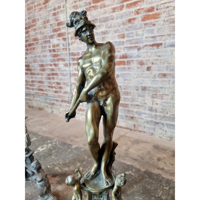 19th Century Large French Figural Nude Bronze Fireplace Chenets -A Pair For Sale In Los Angeles - Image 6 of 11