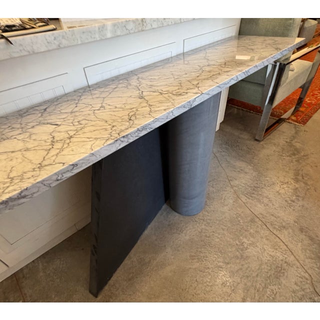 White Ambiguita Solid Marble and Slate Console Table by Legendary Italian Design Duo Lella and Massimo Vignelli 1983 For Sale - Image 8 of 10