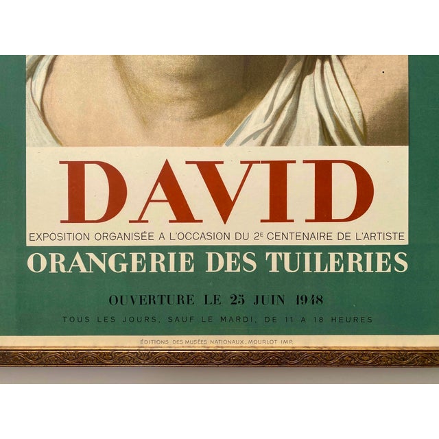 Emerald Jacques Louis David Vintage 1948 Neoclassical Mourlot Fine Art Lithograph Print Framed Art Deco Paris Exhibition Poster " Les Sabines " 1799 For Sale - Image 8 of 15
