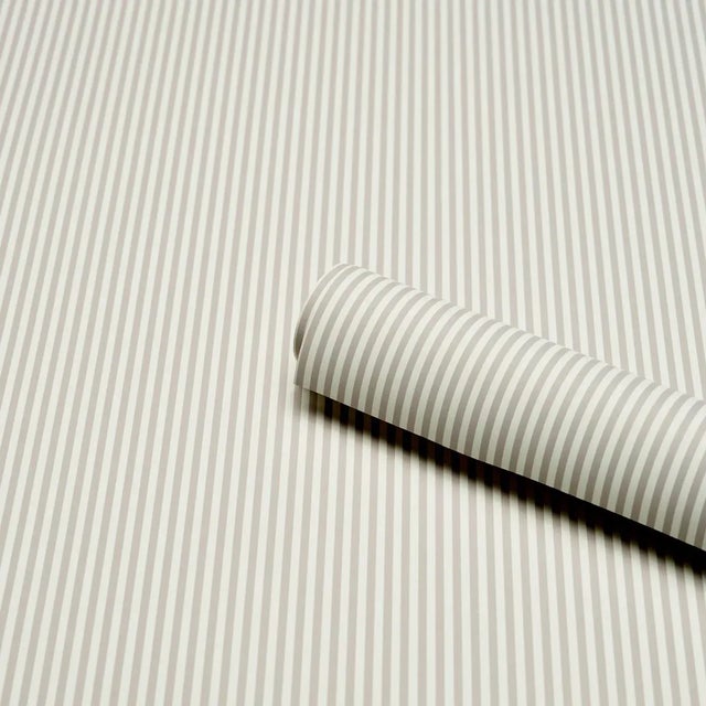 Contemporary SAMPLE - Schumacher Emma Stripe Narrow Wallpaper In Stone For Sale - Image 3 of 4