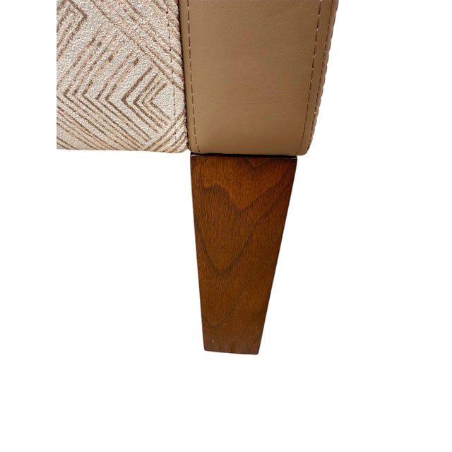 Wood Holly Hunt Darder Leather Wingback Chairs and Ottoman For Sale - Image 7 of 9