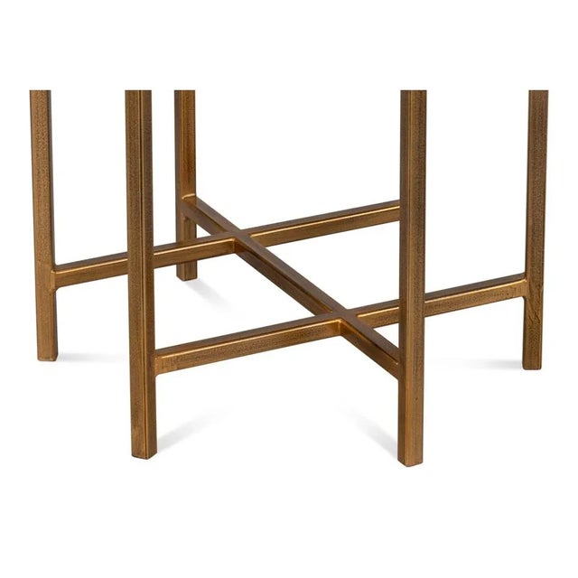 Taupe Taupe Leather Top Accent Table For Sale - Image 8 of 12