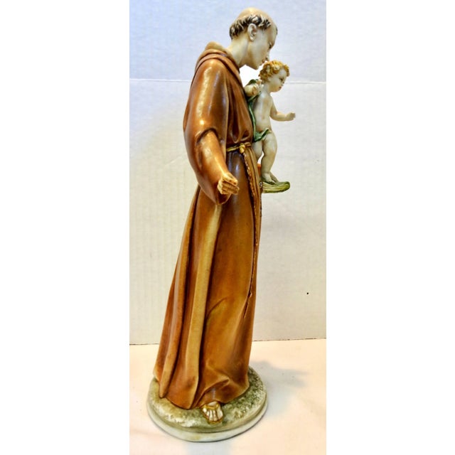 Mid-Century Modern Antonia Borsato Porcelain Saint Anthony Figurine For Sale - Image 3 of 10