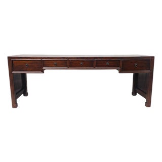 19th Century Chinese Elm 90" Long Writing Desk For Sale
