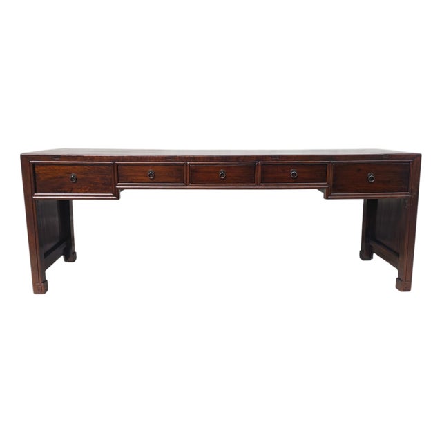 19th Century Chinese Elm 90" Long Writing Desk For Sale