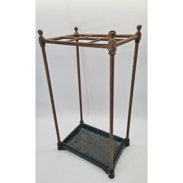 Brown Victorian Umbrella Stand in Brass and Cast Iron, England, 1870s For Sale - Image 8 of 13