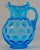 Glass Large Vintage Fenton Blue Optic Coin Dot Pitcher Crimped Ruffled Edge For Sale - Image 7 of 11