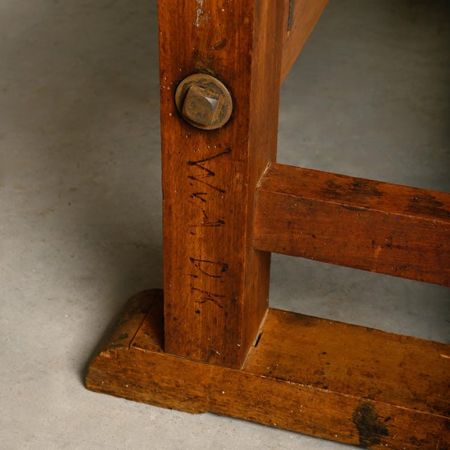 Vintage Industrial Rustic Carpenter's Workbench in Wood, 1950s For Sale - Image 13 of 18