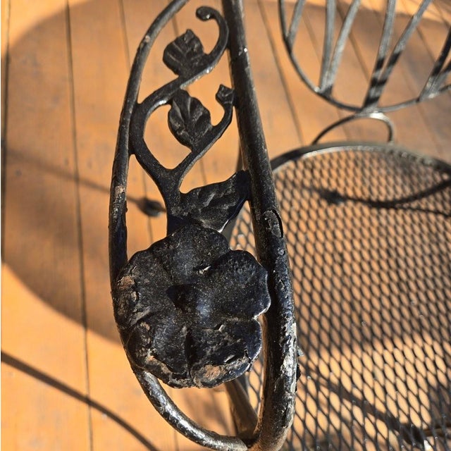 Vintage Wrought Iron Outdoor Table With Glass Top and 6 Chairs For Sale - Image 11 of 14