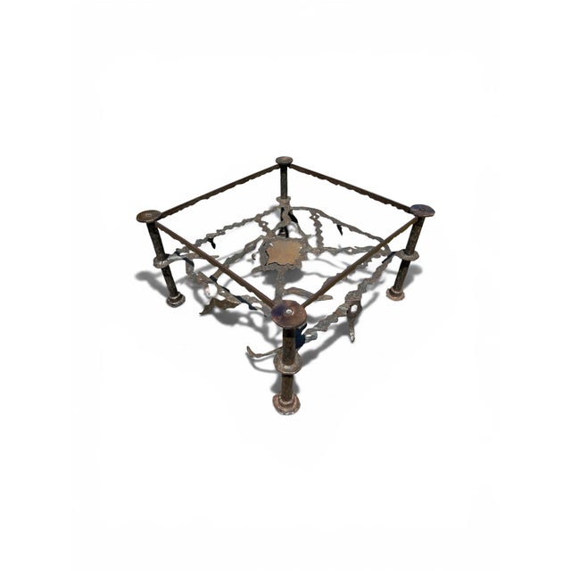 Metal Sculptural Metal and Glass Coffee Table by René Broissand Welded, France, 1998 For Sale - Image 7 of 12