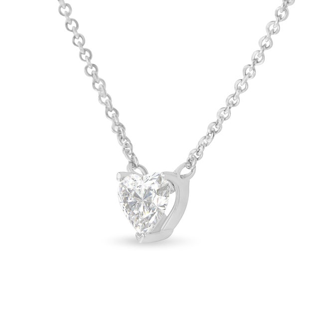 Contemporary 14k White Gold 1/4 Cttw Lab Grown Heart Shape Diamond Solitaire 18" Pendant Necklace (E-F Color, SI1 For Sale - Image 3 of 6