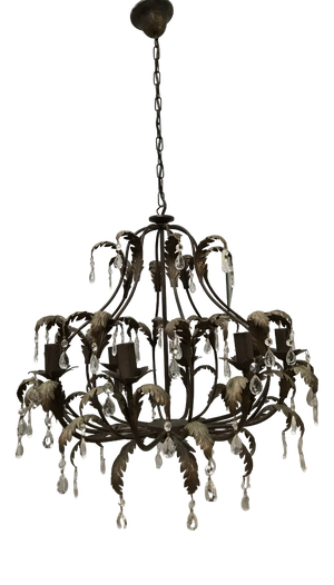 Metal and Crystal Chandelier, 1970s