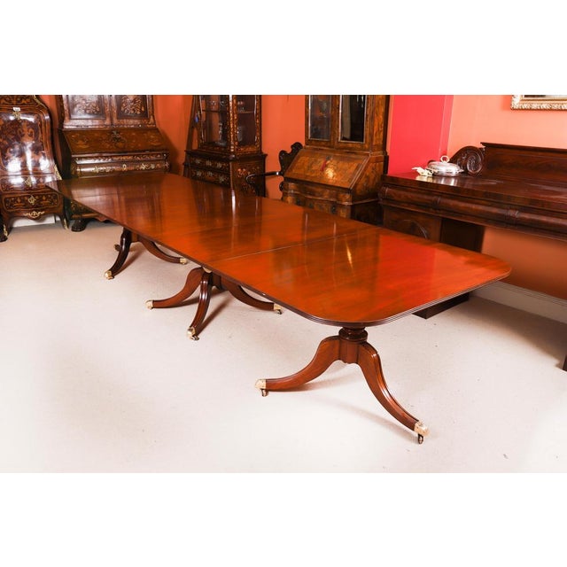 Antique Regency Triple Pillar Dining Table and Swag Back Chairs, 1890s, Set of 15 For Sale - Image 4 of 18