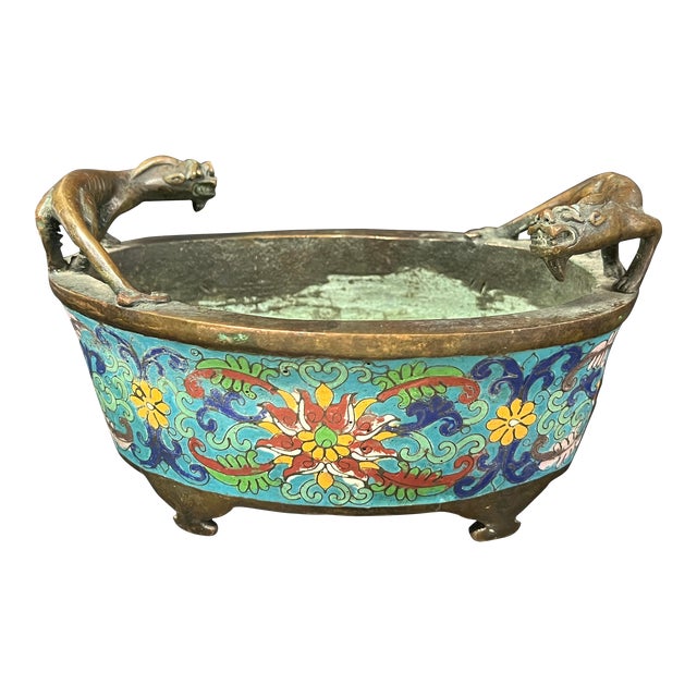 Late 20th Century Chinese Art Bronze and Cloisonne Enamel Incense Burner For Sale