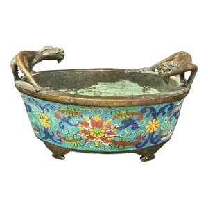 Late 20th Century Chinese Art Bronze and Cloisonne Enamel Incense Burner
