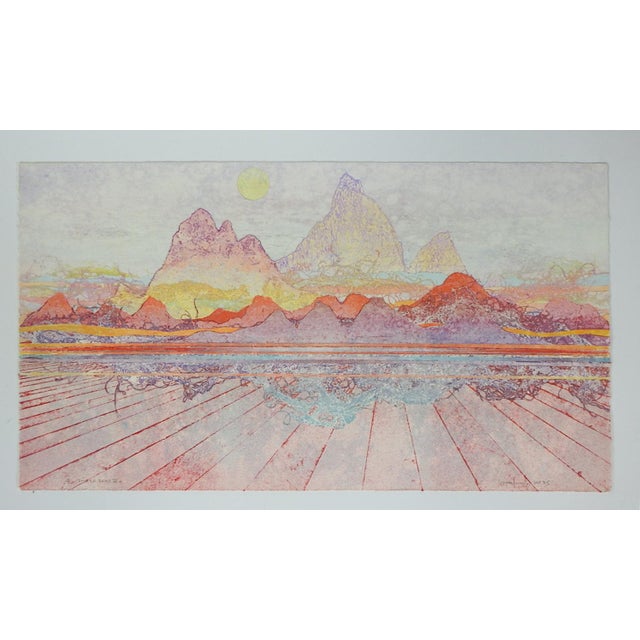 1980s 1985 Walter Crump Abstract Landscape Collograph Print For Sale - Image 5 of 5