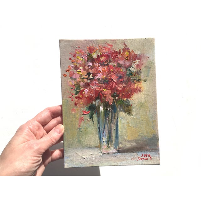 Framed Red Floral Original Oil Painting by Valeriya Serova For Sale - Image 11 of 12