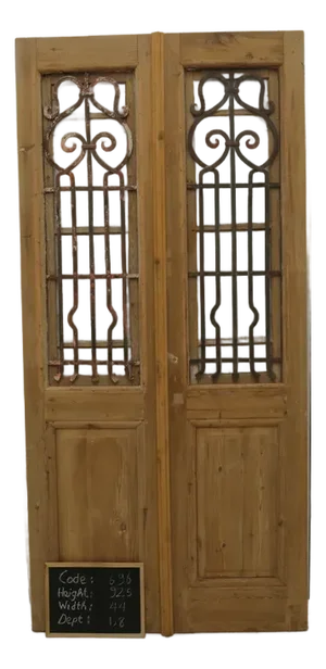 Late 19th Century Double French Doors With Metal/Glass - A Pair